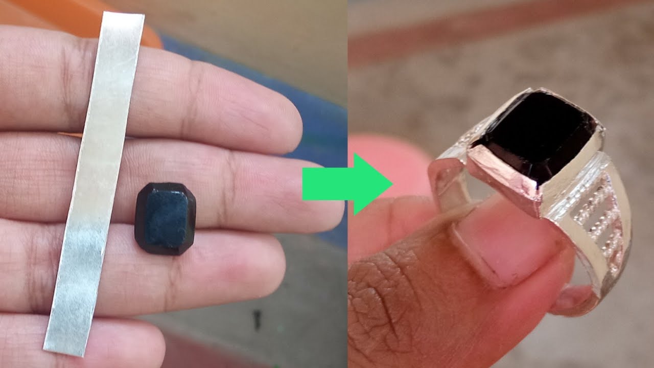 silver ring making with black stone | how to make silver ring | handmade