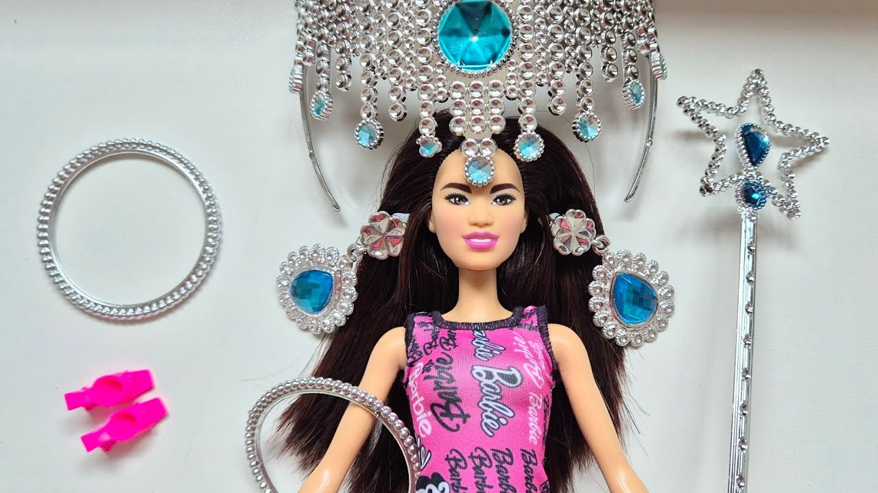 5 Minutes Satisfying with Unboxing Very Beautiful Barbie Doll, Necklace, Bracelet, Earrings | ASMR