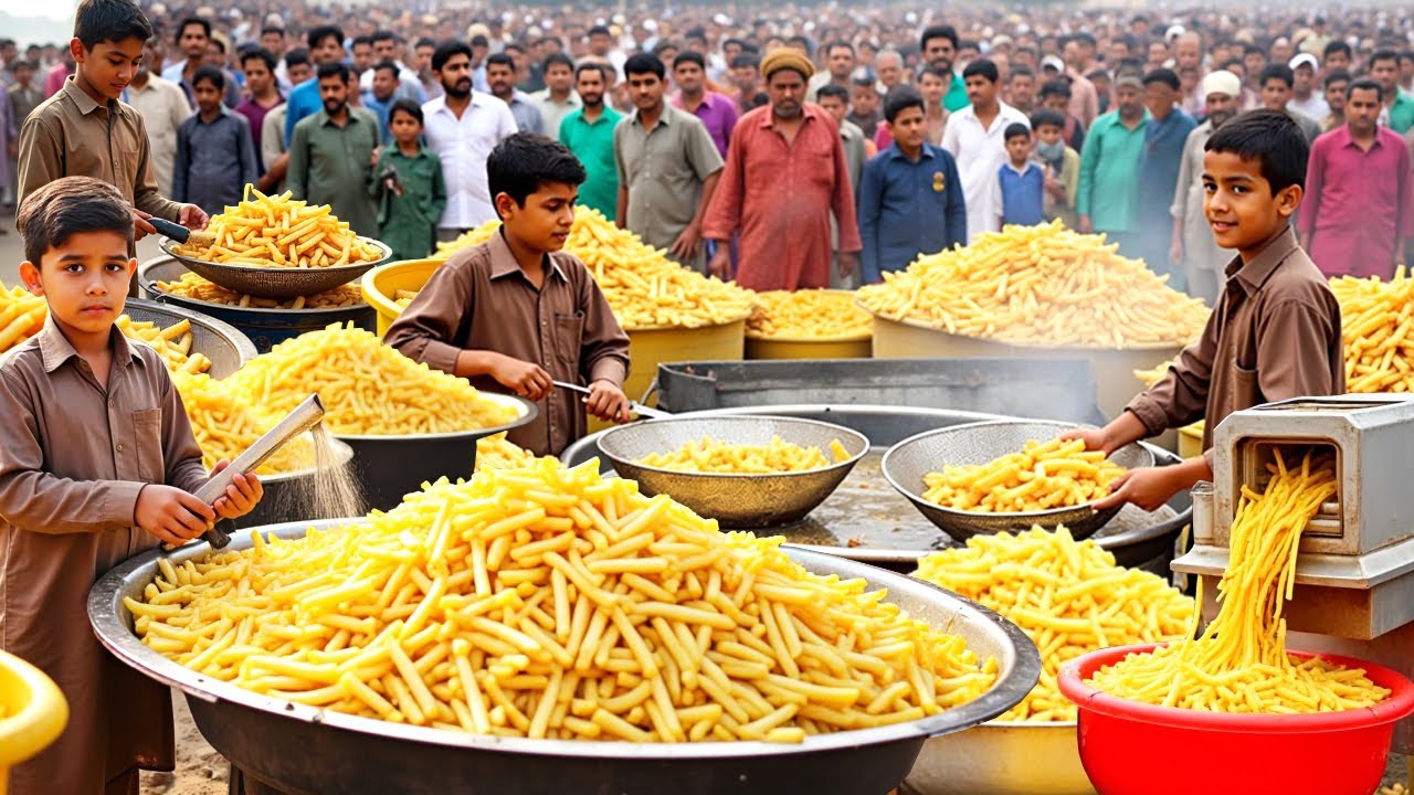AFGHANI BOY MAKING CRISPY FRIES 🍟 | CHICAGO & OPTP STYLE FRIES | AMAZING STREET FOOD OF PAKISTAN