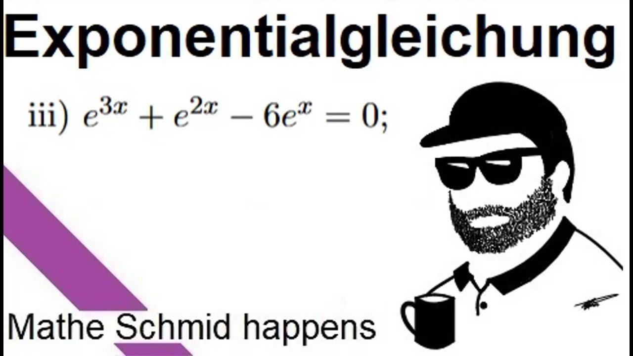 Substitution bei einer Exponentialgleichung e^(3x)+e^(2x)-6e^x=0  | Mathematik beim Mathe Schmid