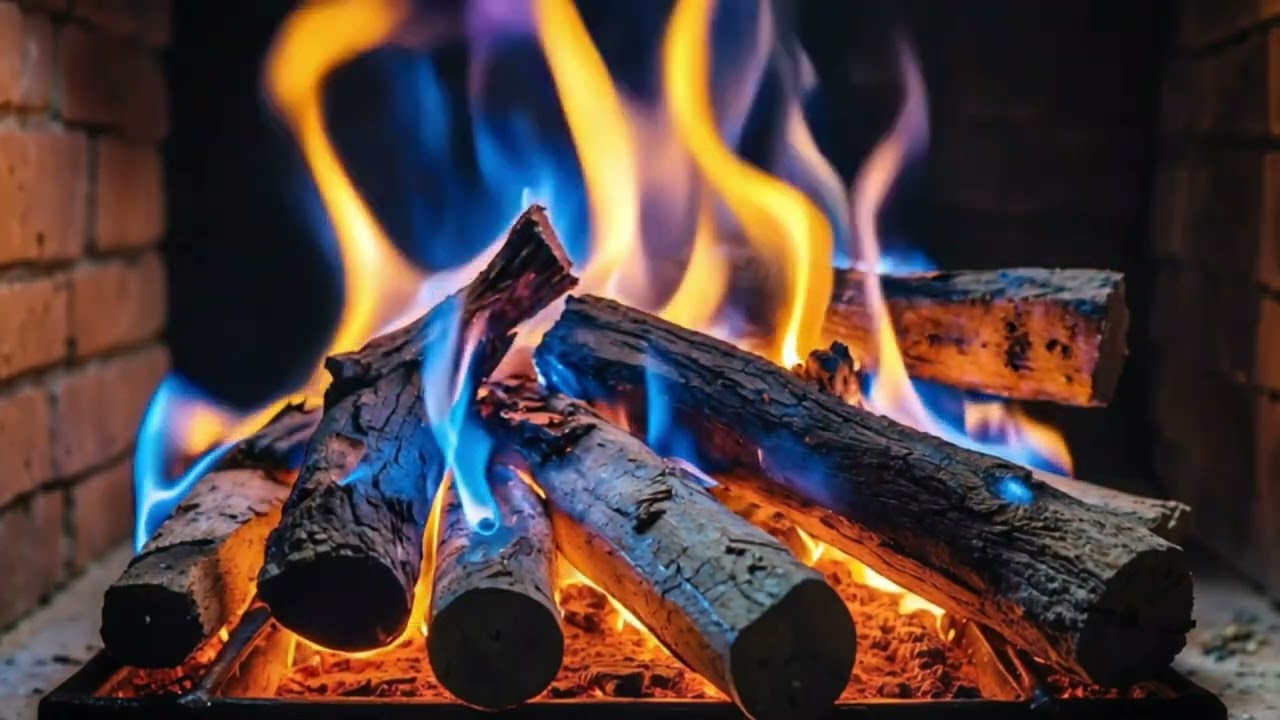 Blue Firewood Fireplace for Calm Sleep and Stress Release