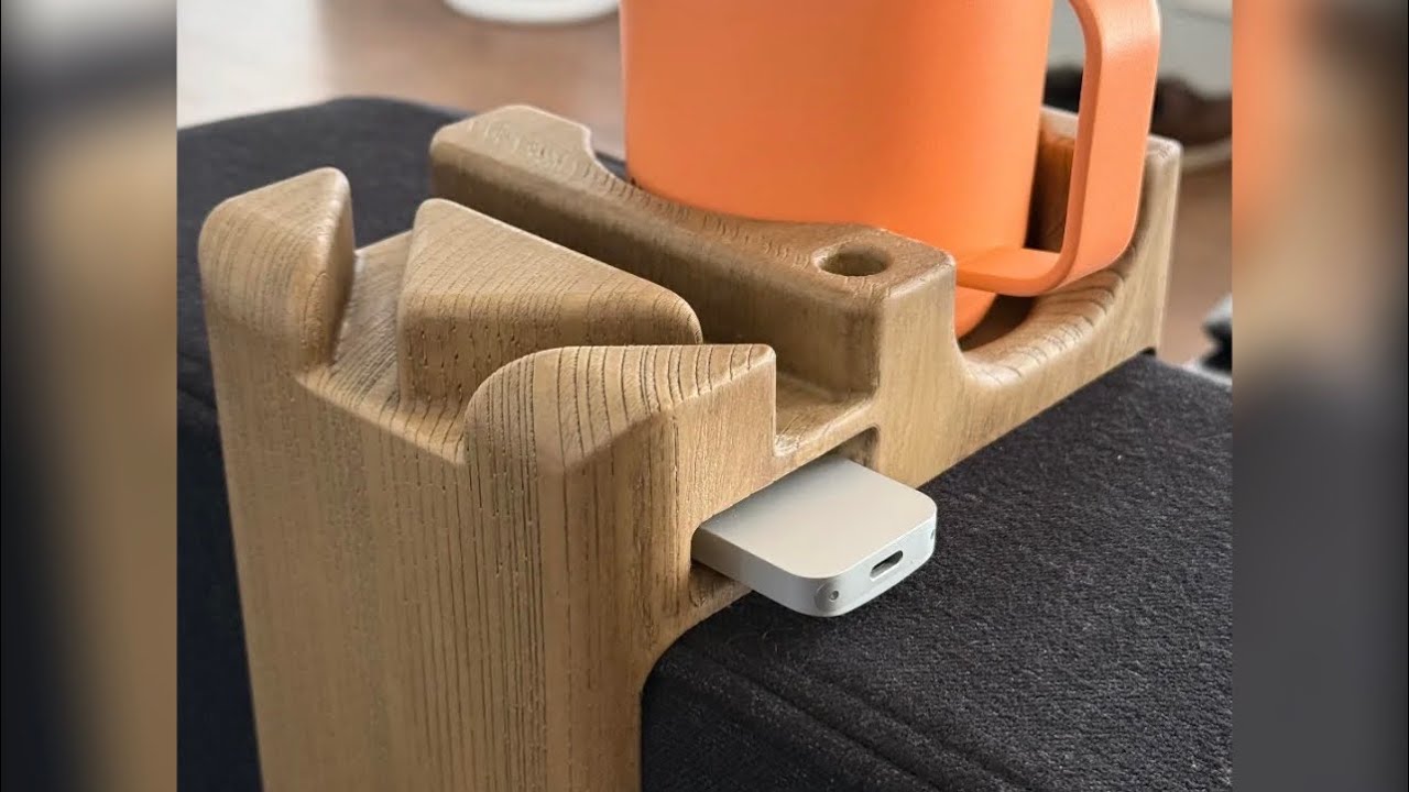 Sofa Cupholder for Lovesac Sactional w/ Wood Grain | 3D Printed