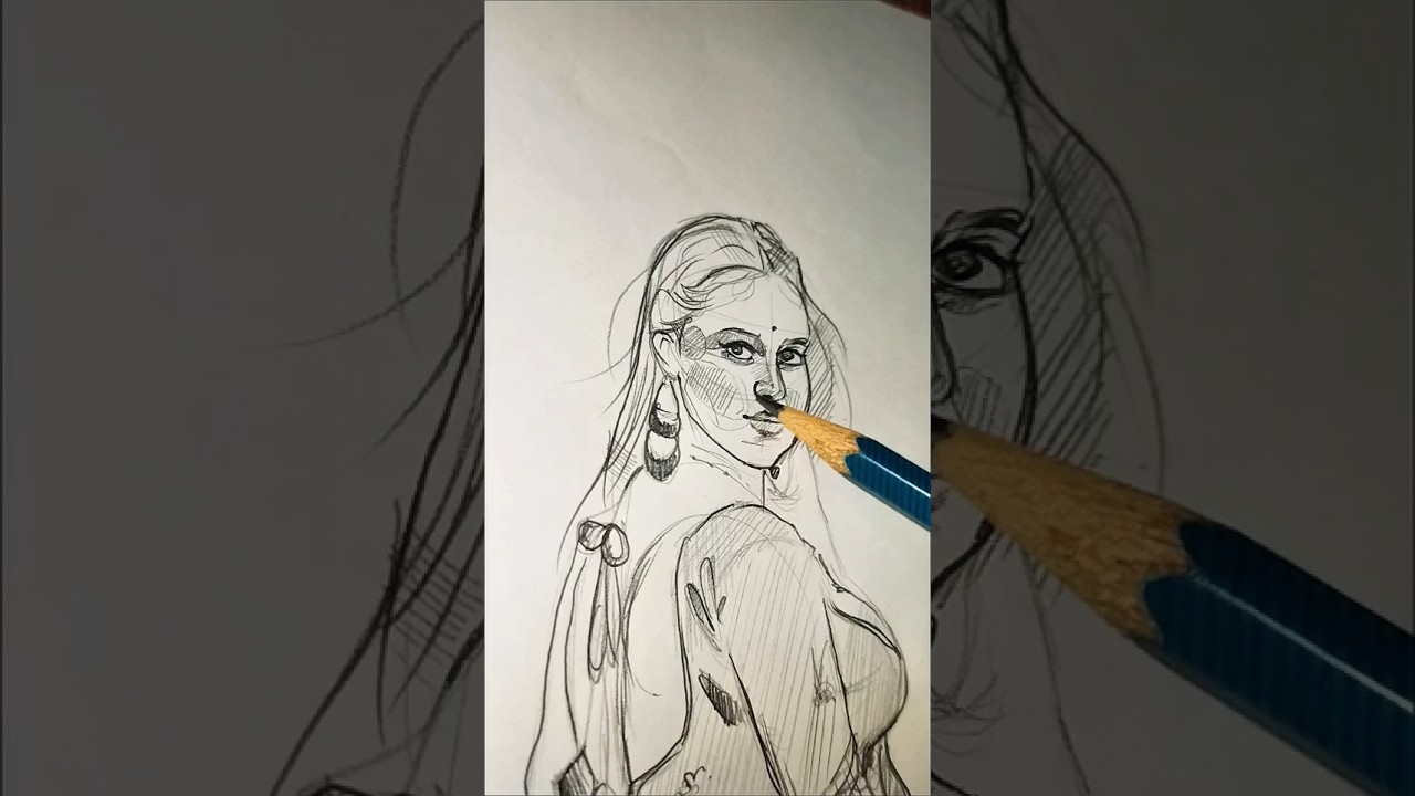 Full Figure Saree Drawing | Simple Yet Beautiful 😍 