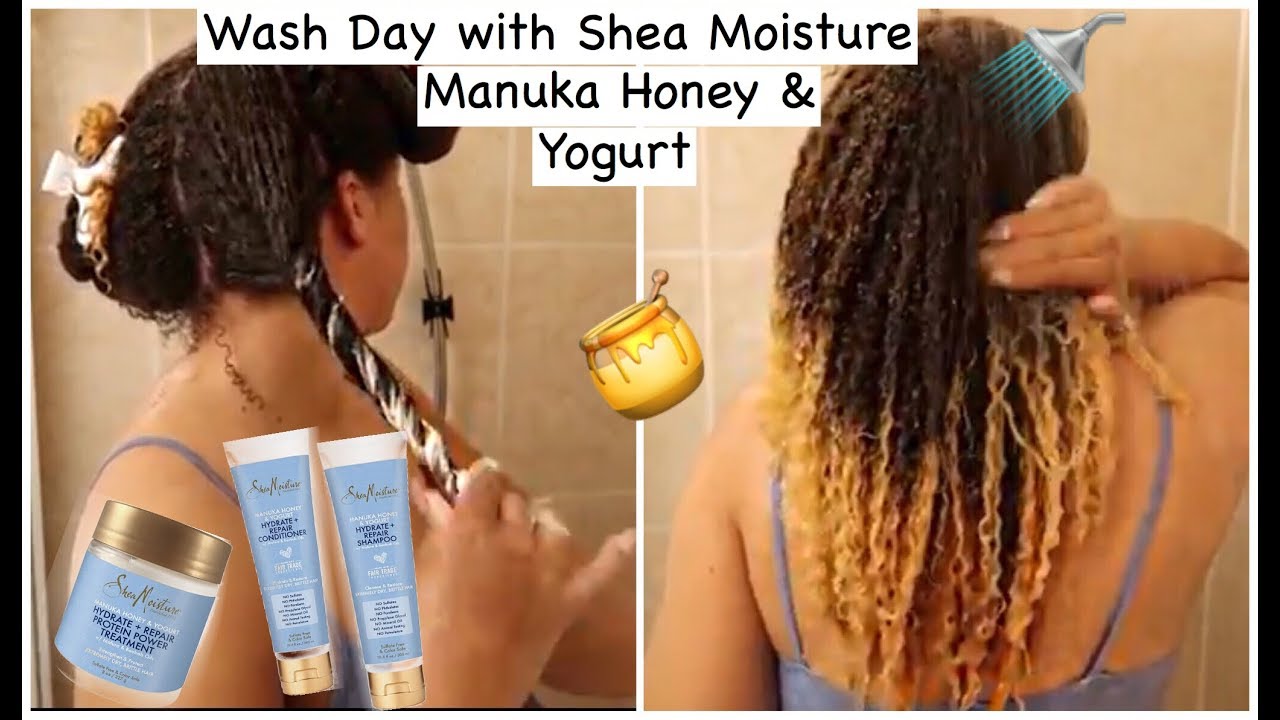 Wash Day with SHEA MOISTURE MANUKA HONEY & YOGURT line | Natural Hair Products