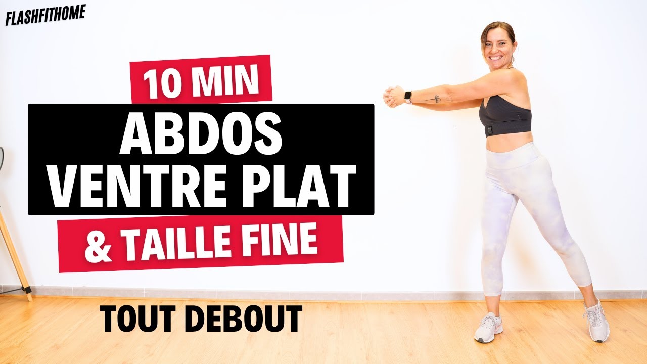 10 Min - Abdos TAILLE FINE et VENTRE PLAT à la maison TOUT DEBOUT | Marine BIREN - FlashFitHome