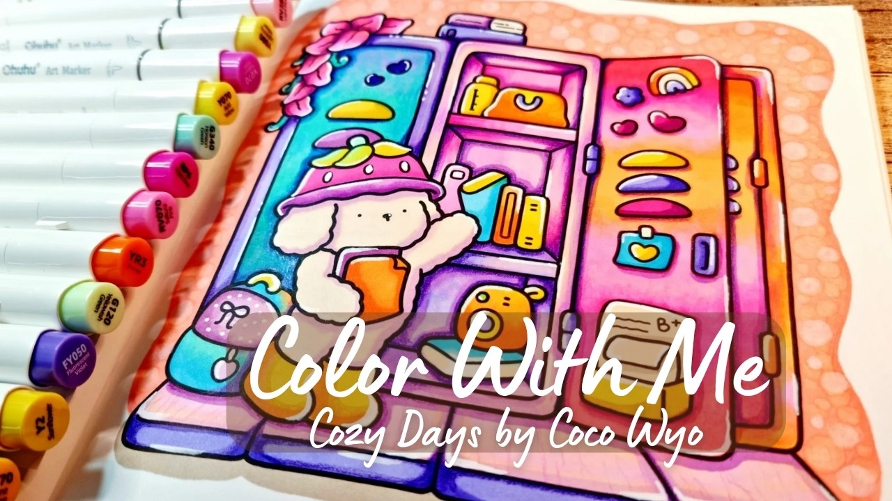 Color With Me 🐶 Cozy Days 🌼 | Ohuhu Alcohol Marker Blending | Coco Wyo