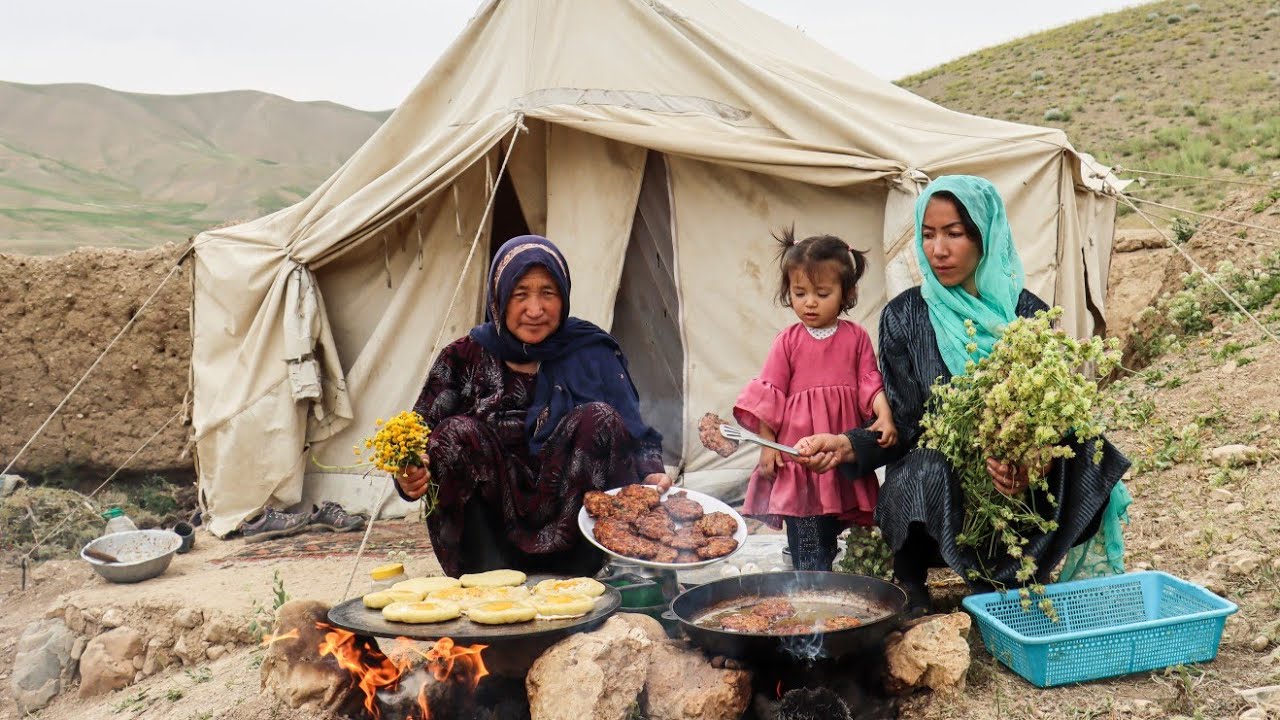 Nomadic Lifestyle in Afghanistan | Shepherd Mother Cooking Traditional Food in the Village