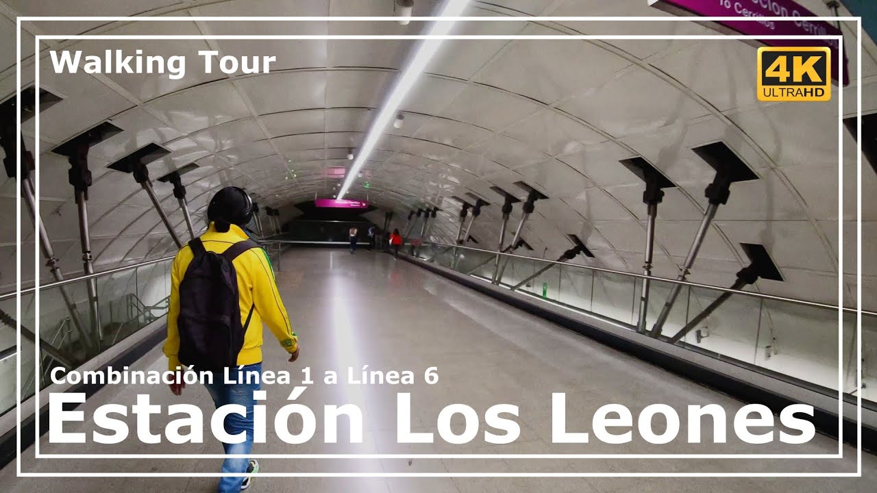 🚝🚶‍♂️ESTACIÓN LOS LEONES🚇 Metro de Santiago🇨🇱Combinación L1 a L6 🚶‍♂️Walking Tour 4K