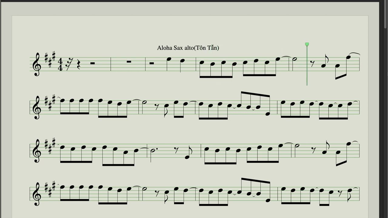 Aloha Sheet Alto Saxophone | Karaoke Sax Beat