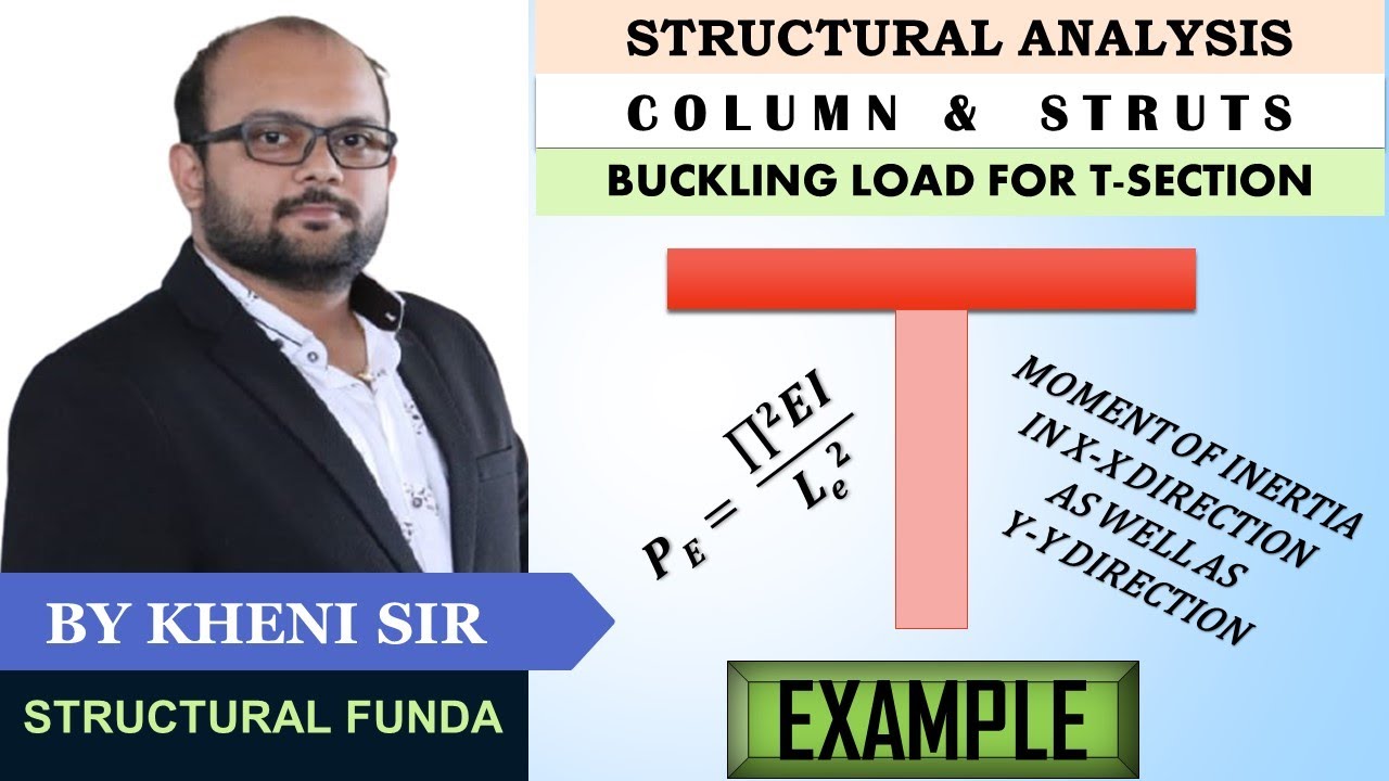 EX 03 | COLUMN & STRUT | T SECTION | EULER'S BUCKLING LOAD | ENDS ARE HINGED | LONG COLUMN