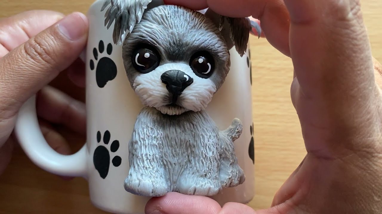 perritos en porcelana fria para tazas, llaveros, apliques - french - schnauzer - shih tzu
