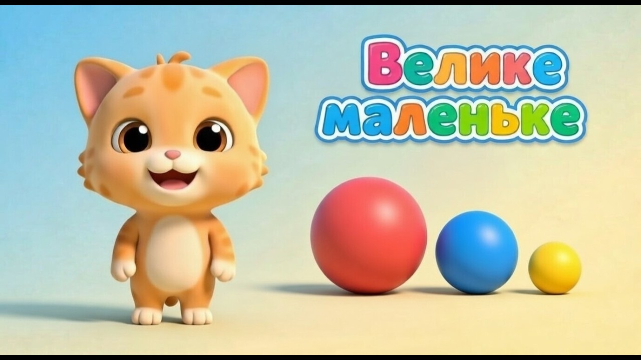 20 серія Котик Крутик вчить Велике маленьке (три предмети) 🐱 Мультик для дітей