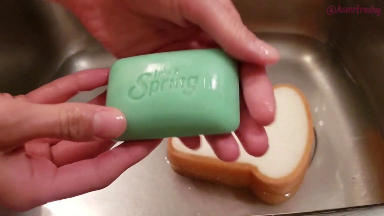 ASMR Irish Spring Bar Soap on Bread Sponge