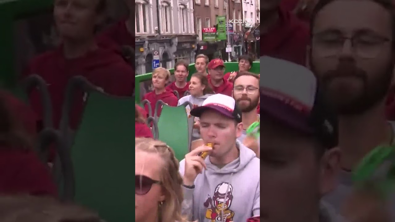 Iowa State band belts out Cyclones fight song on top of double-decker bus in Ireland