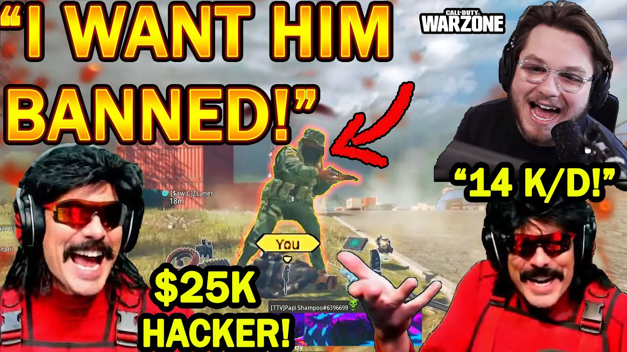 DrDisrespect & Zlaner Face & Report HACKER in $25k Warzone Tournament! (Ruined a BIG Game!)