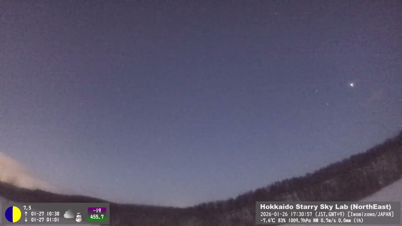 【Live 24/7】🌤️北海道の空｜リアルタイムの天気と星空（北東）｜Hokkaido Sky Weather & Stars