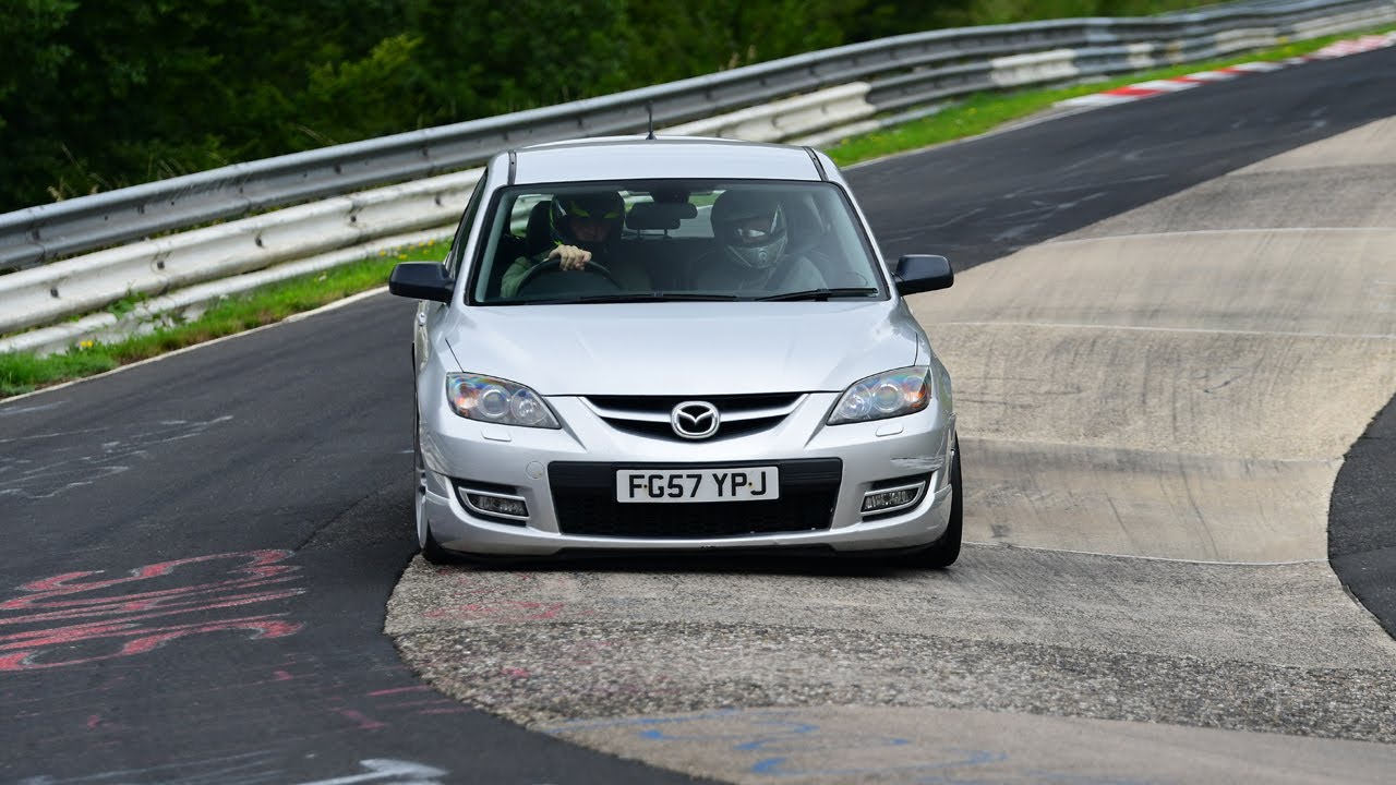 Lap of the Nurburgring in a stock Mazda 3 MPS (bridge to gantry)