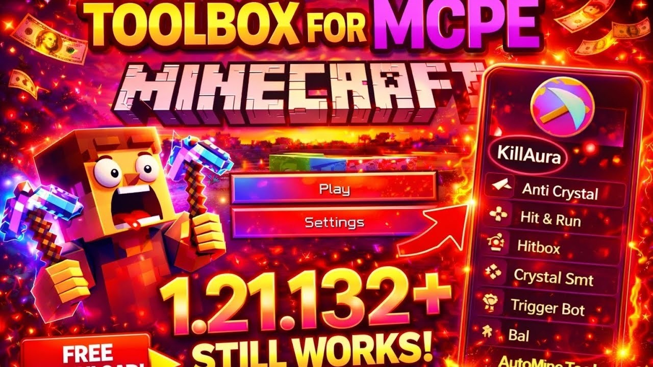 *NEWEST* 1.21.132+ 🔥🤯 TOOLBOX FOR MCPE (LATEST VERSION 💀) with AUTOMINE 🔥🥶 [BEST 2026]
