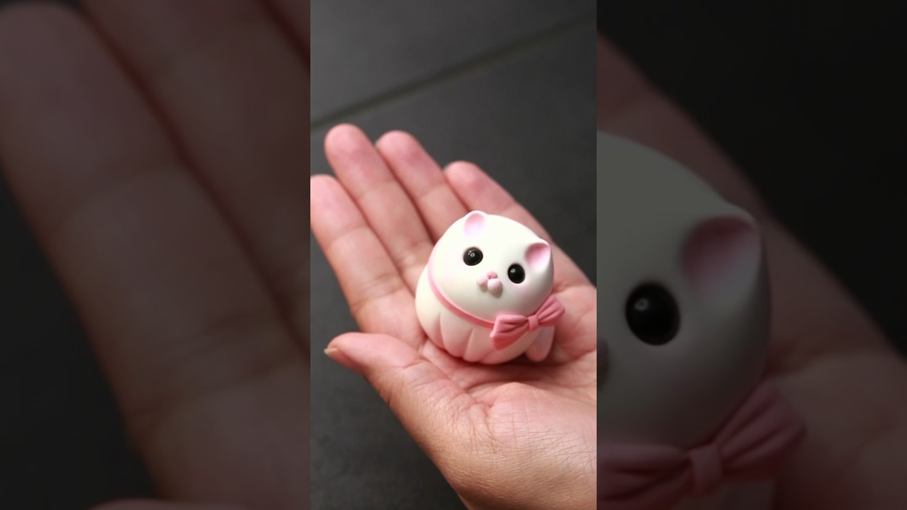 How to make a cute cat figure with air dry light foam clay polymer clay fondant tutorial beginners