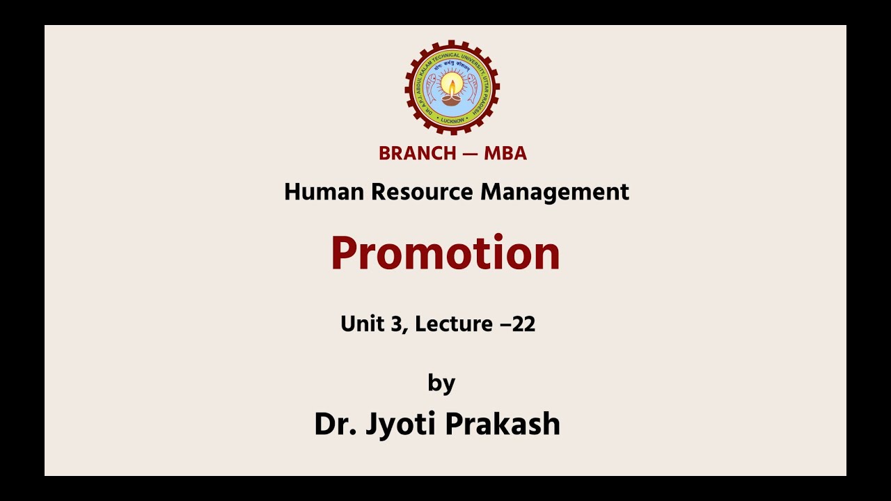 Human Resource Management | Promotion | AKTU Digital Education