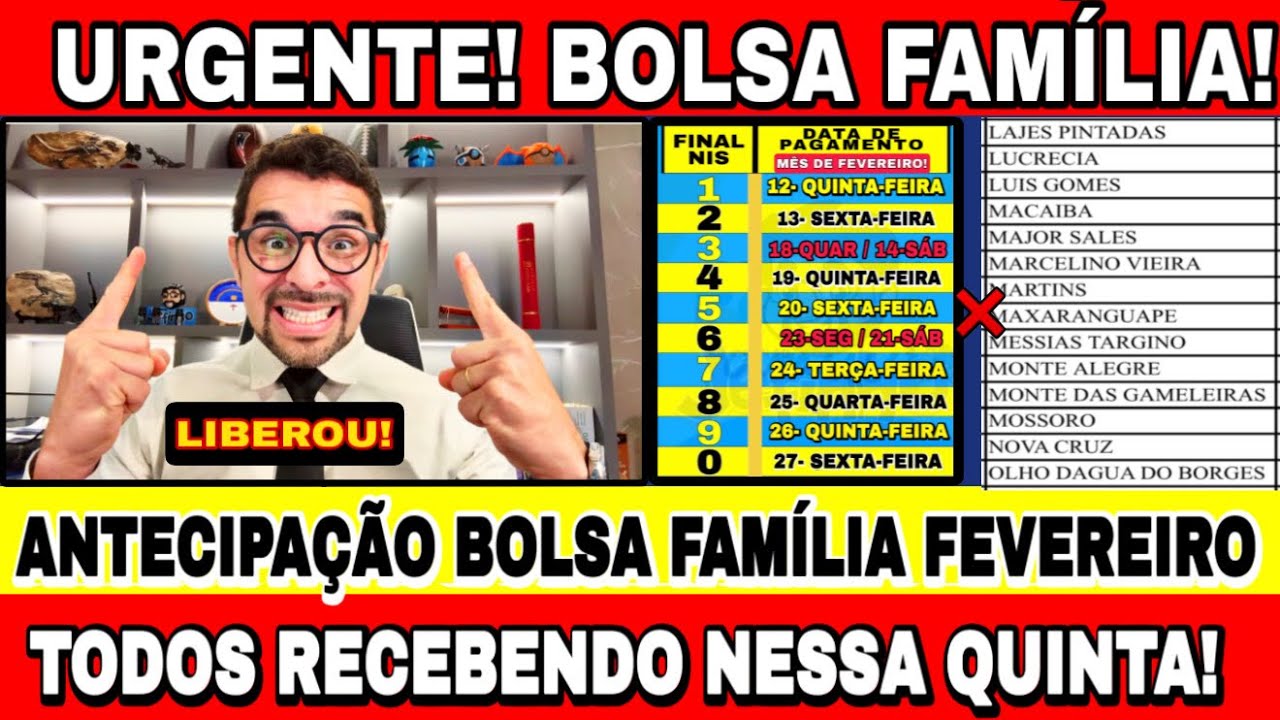 BOLSA FAM&Iacute;LIA FEVEREIRO: ANTECIPA&Ccedil;&Atilde;O RECEBENDO NO MESMO DIA OS NIS 1,2,3,4,5,6,7,8,9 e 0 