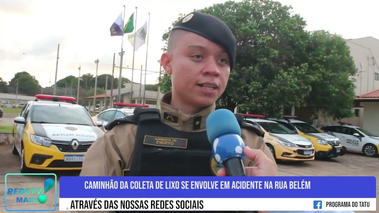 Caminhão da coleta de lixo se envolve em acidente na Rua Belém