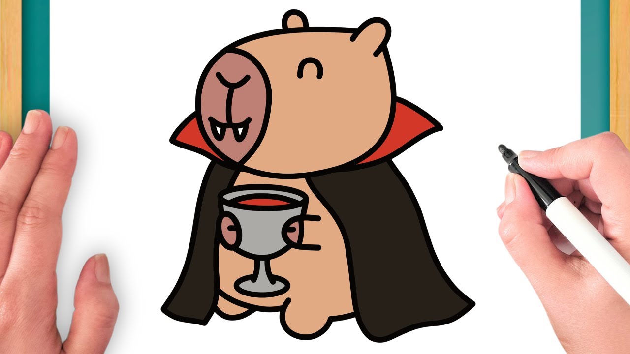 Cómo Dibujar Un Capibara Vampiro Kawaii - Dibujo Fácil Paso A Paso