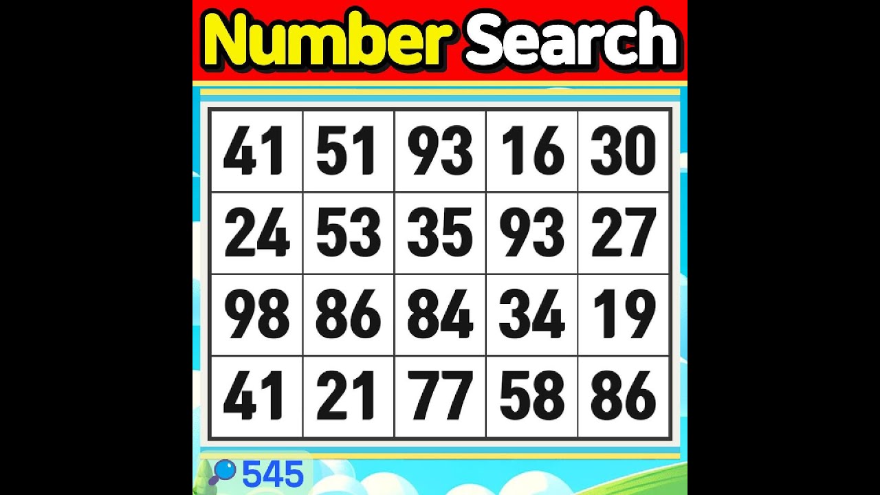 Number Search #545 Today’s quiz delivery is complete!【Match | brain game | puzzle 】