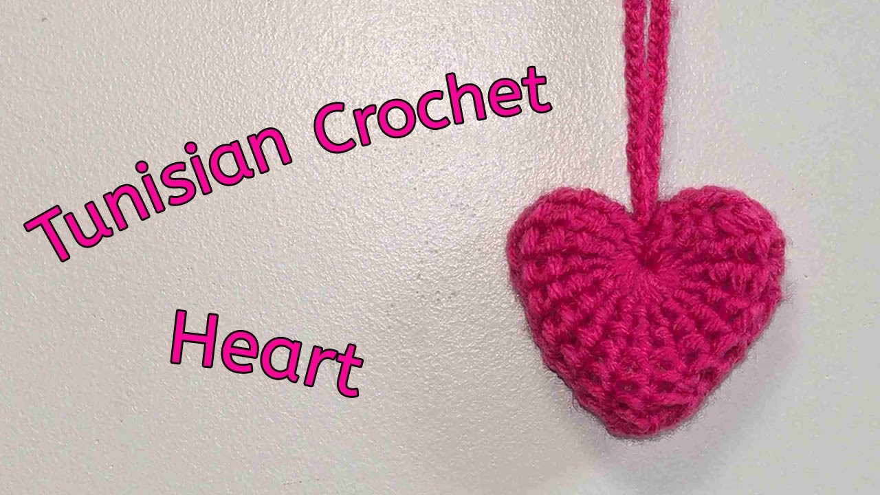 Tunisian Crochet Heart Charm
