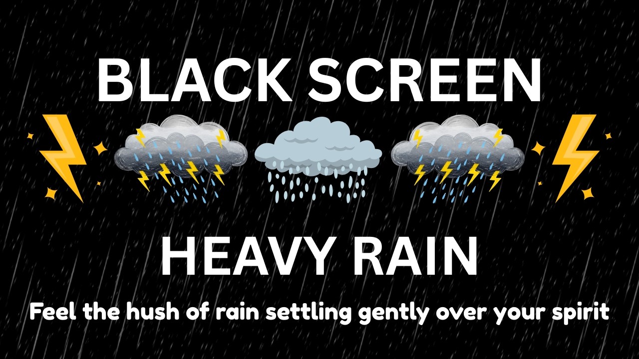 Dark Sky Rainfall and Thunder Sounds | BLACK SCREEN | Sleep Peacefully Tonight