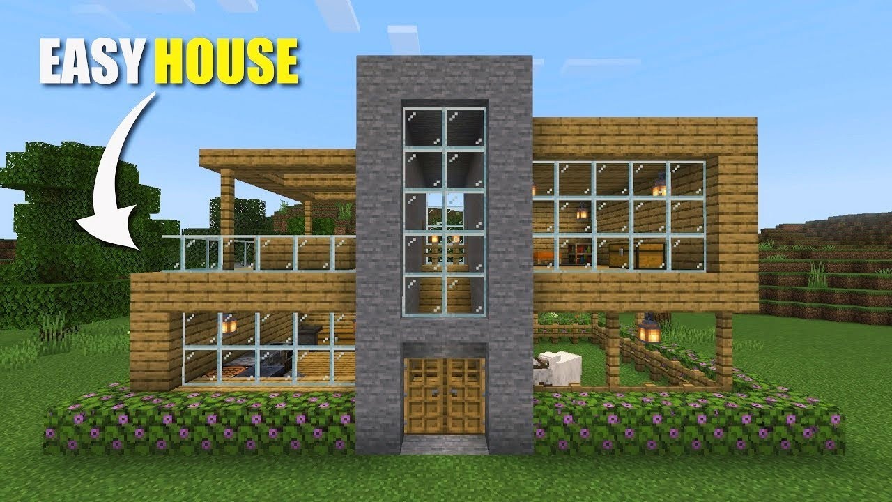 Minecraft Bedrock: How to Build a Starter Modern House | Tutorial🏠