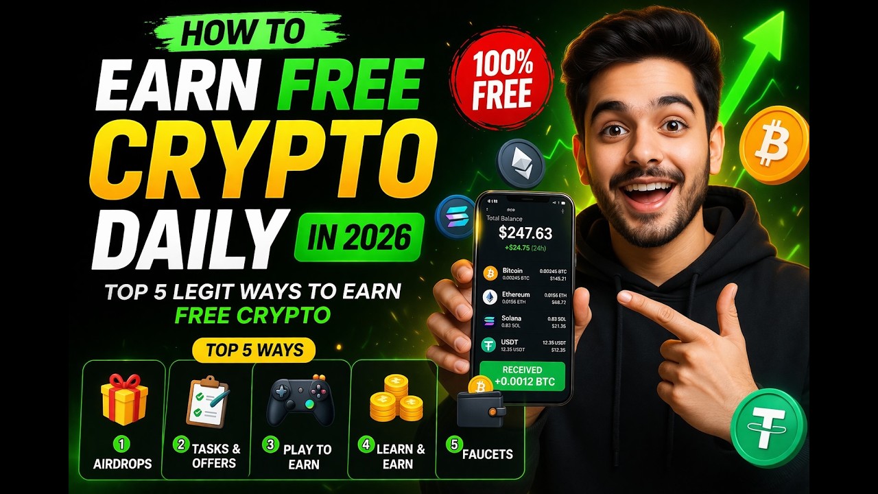 #FreeCrypto How to Earn Free Crypto Daily | Top 5 Legit Ways to Earn Free Crypto in 2026