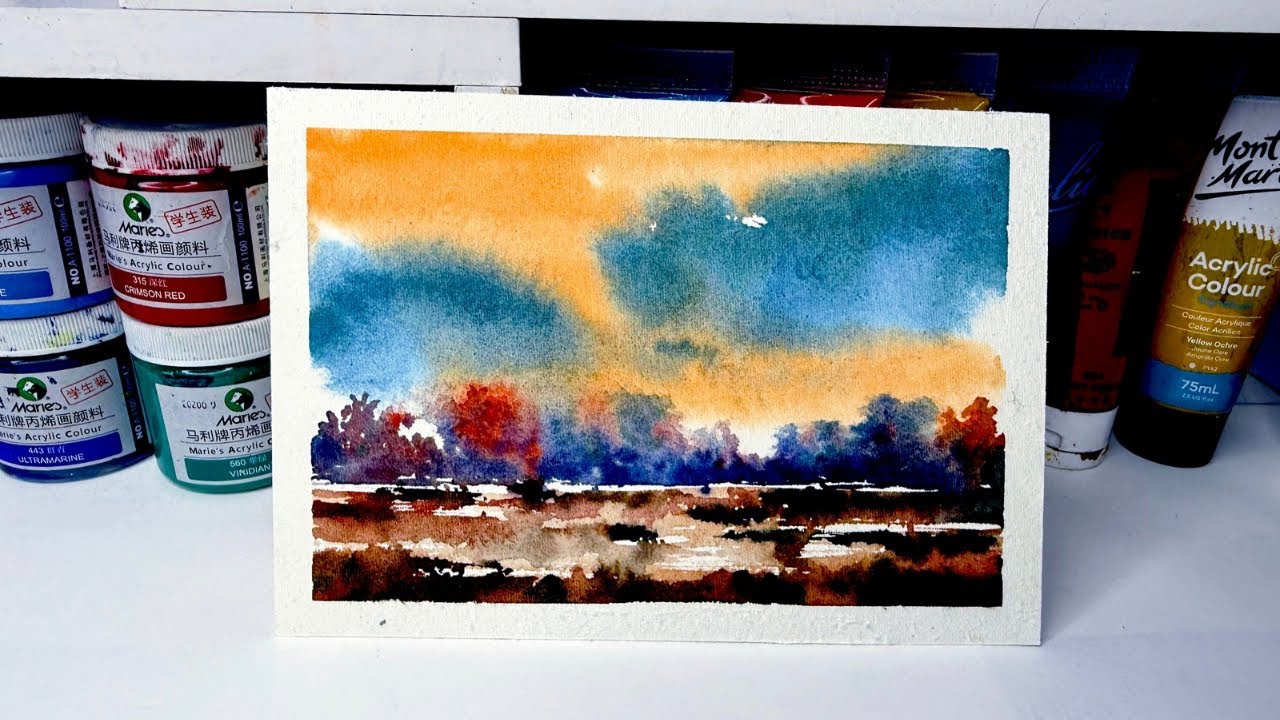 Watercolor Landscape Painting Tutorial 💖 Easy Watercolor painting 