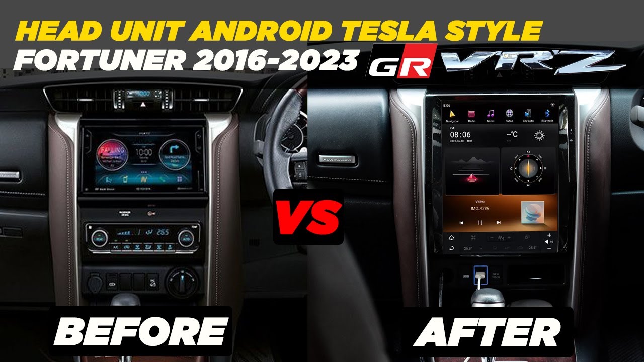 HEAD UNIT ANDROID TESLA STYLE FORTUNER VRZ ,GR,TRD SUPPORT DENGAN FITUR ORIGINAL MOBIL