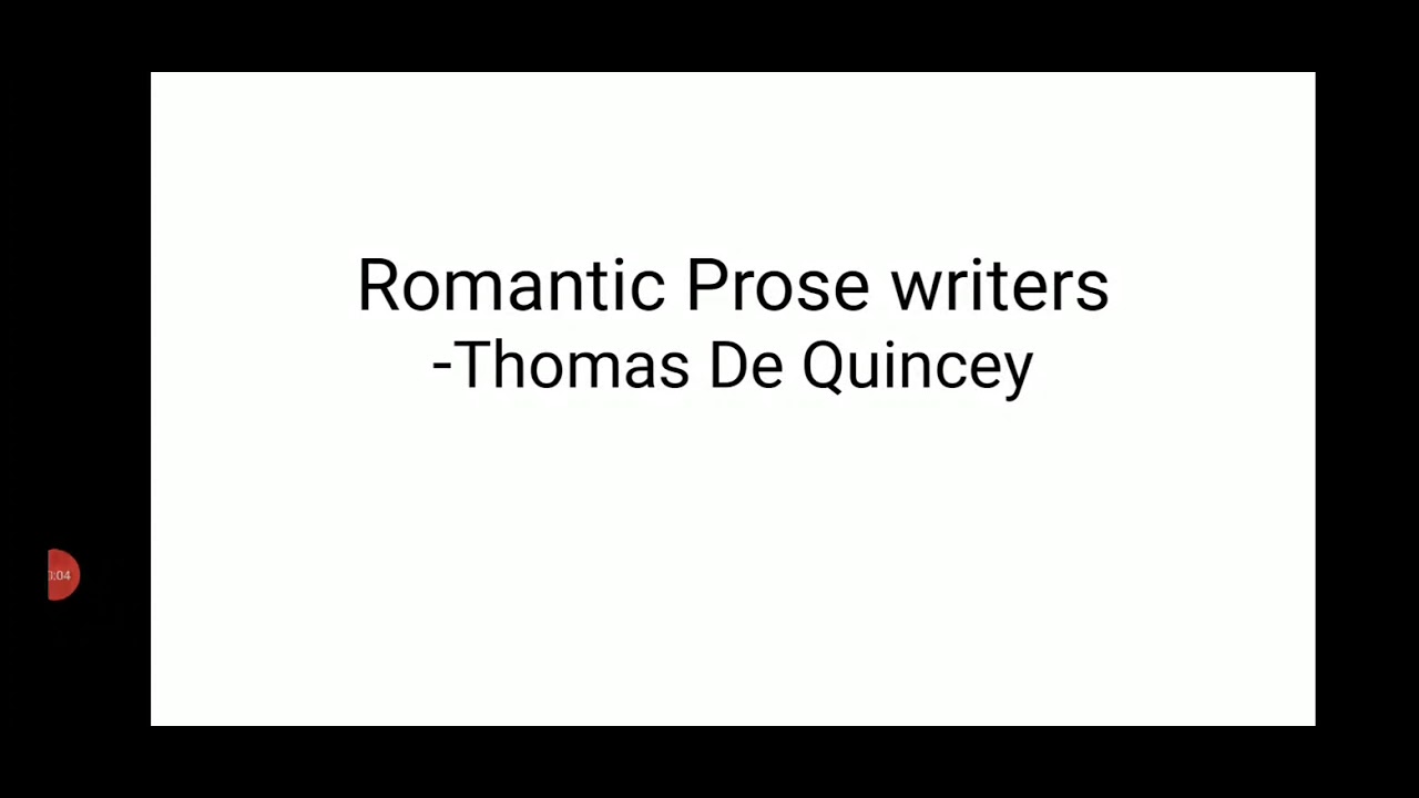 Thomas De Quincey as a Romantic prose writer
