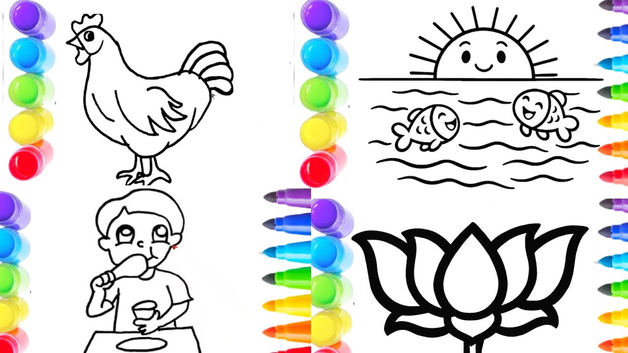 Как нарисовать милых рыбок. Рисование, раскрашивание и рисование для детей и малышей. Детское иск...