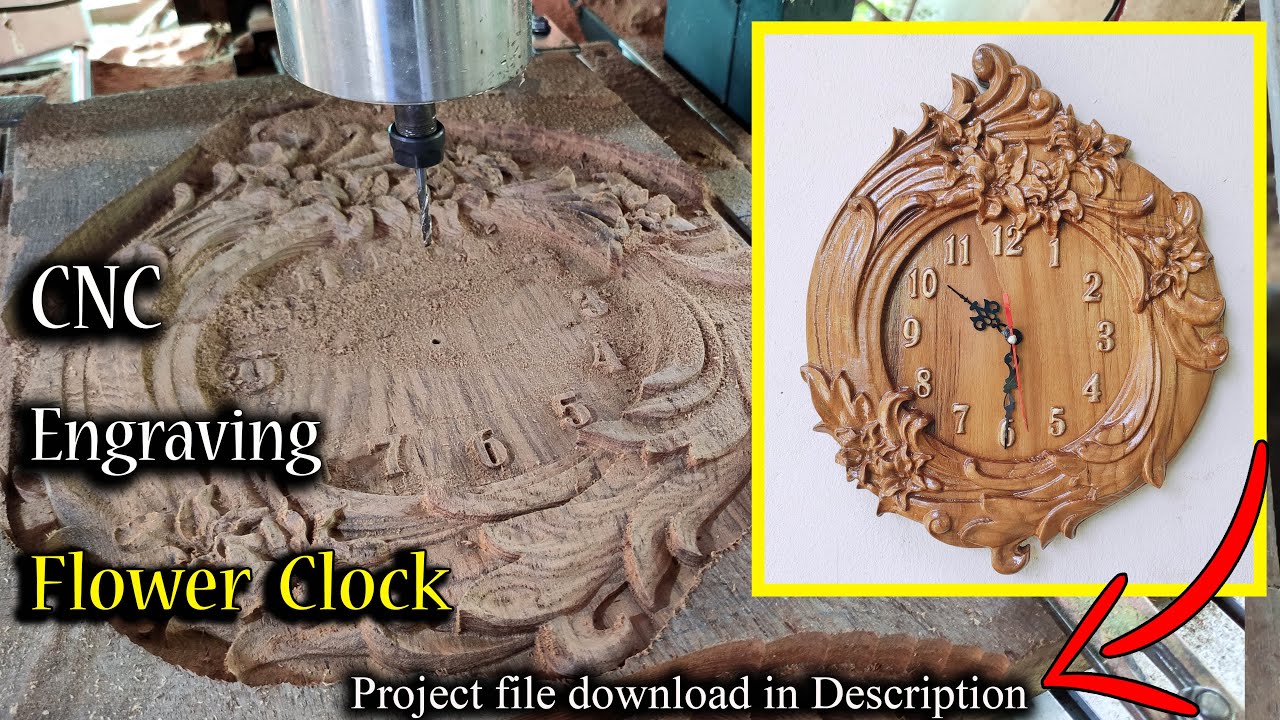 Engraving  Flower CLock CNC // Woodworking