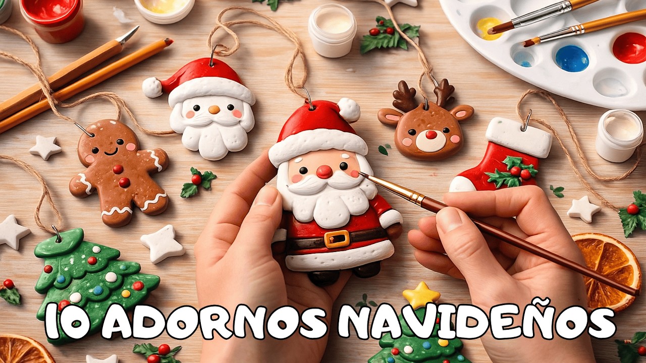 10 ADORNOS DE NAVIDAD FÁCILES con ARCILLA 🌟 DIY Económico y Rápido
