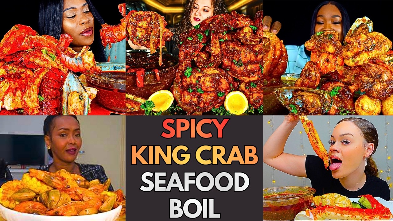 🔥😵🦀KING CRAB & LOBSTER SEAFOOD BOIL MUKBANG COMPILATION | SPICY SAUCE + BIG BITES ASMR COMPILATION