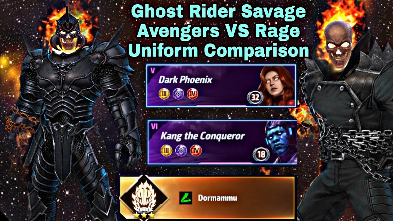 Ghost Rider Savage Avengers&nbsp;VS Rage Uniform Comparison - Marvel Future Fight
