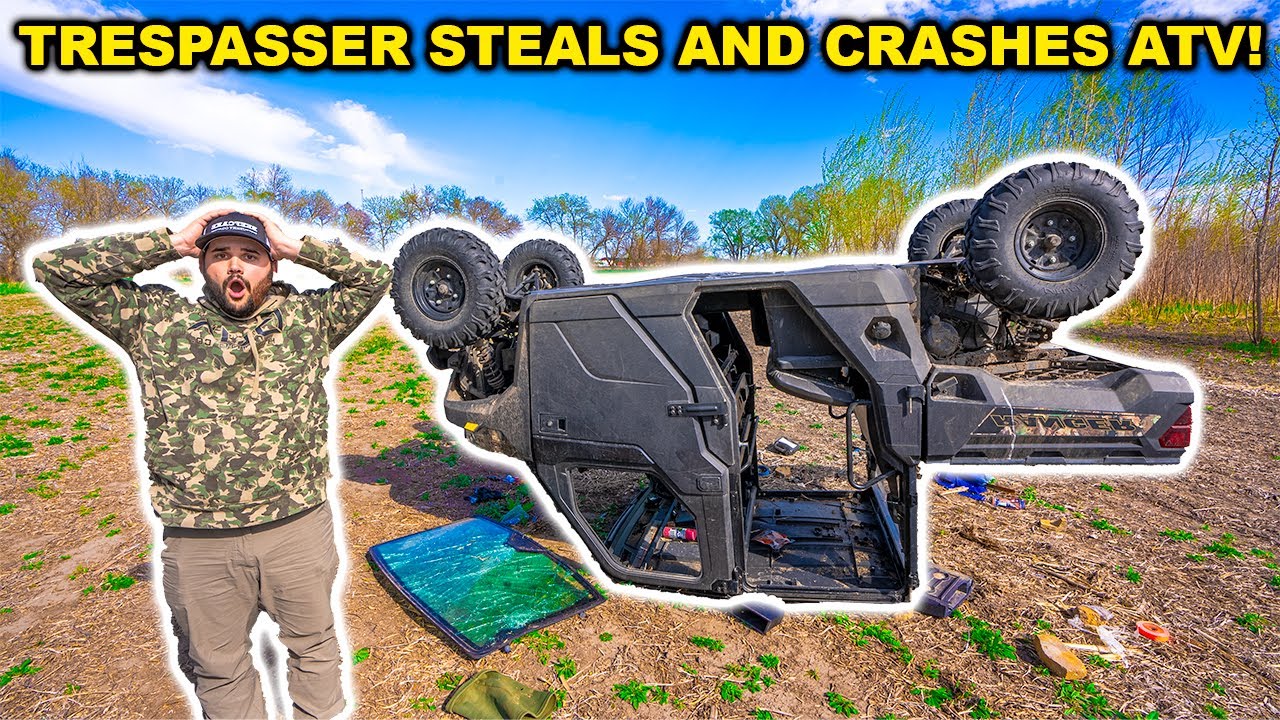 Trespasser STEALS my ATV then CRASHES IT!!! (Caught on Camera)