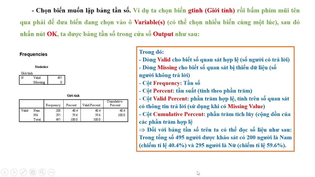 Hướng dẫn sử dụng phần mềm SPSS - Video 10. Lập bảng phân phối tần số, tần suất (Frequencies)