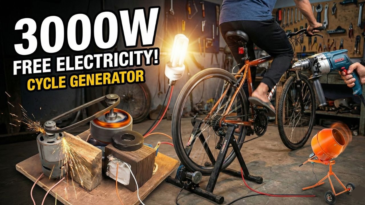 I turn Cycle Motor Into Powerful 3000W Electricity Generator