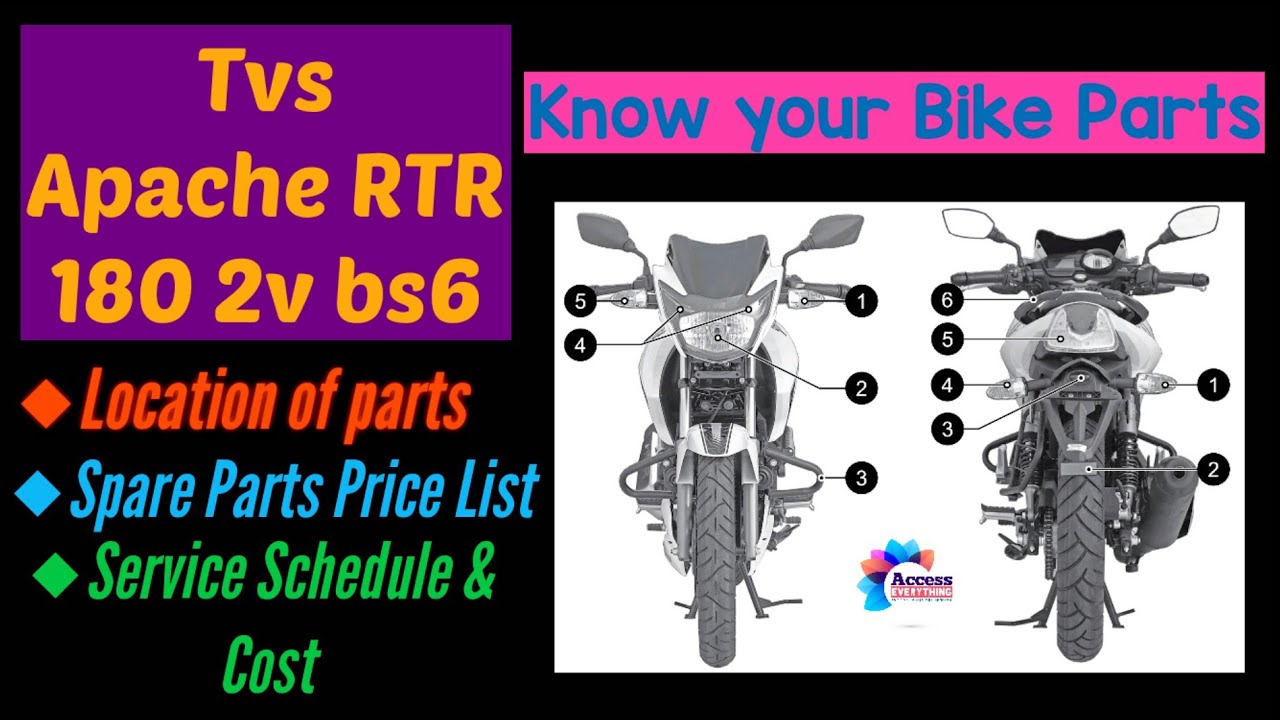 Tvs Apache RTR 180 2v bs6 Bike Parts | Parts Price Details | Service Schedule