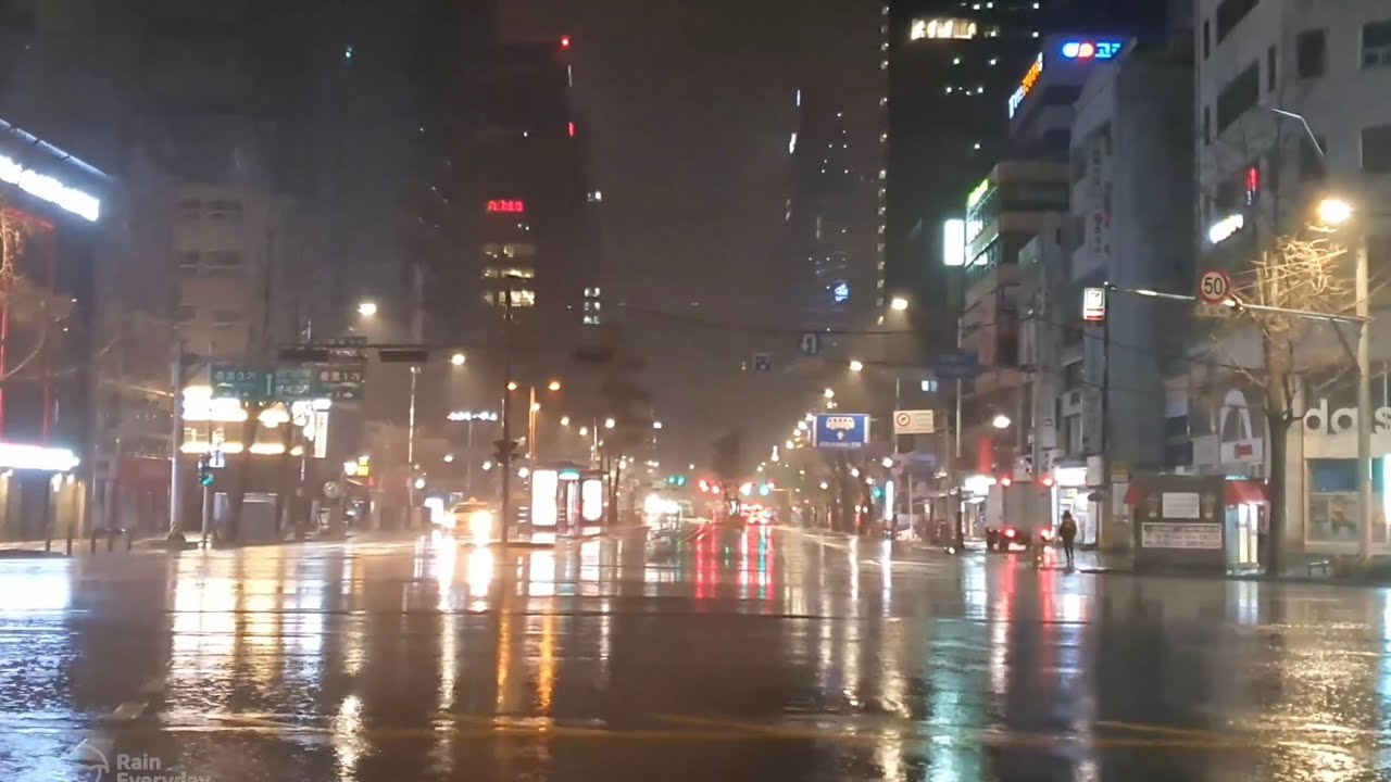 9 Hours Mega Dose of Ultra Rain Walk. Calm Your Brain Down. Seoul Korea. Relaxing Sound for Sleep