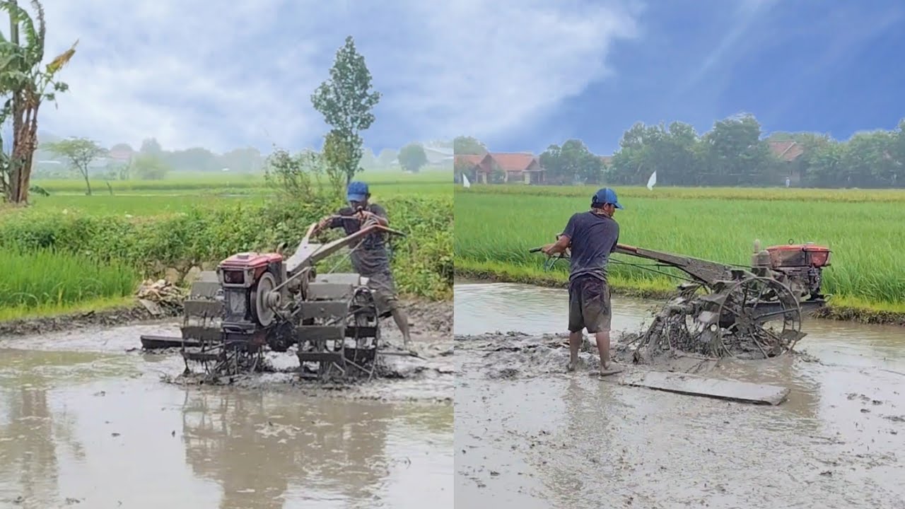TRAKTOR SAWAH CIREBON MEMBAJAK TANAH SAWAH DENGAN GLEBEK PUTAR JOKI MADA 108