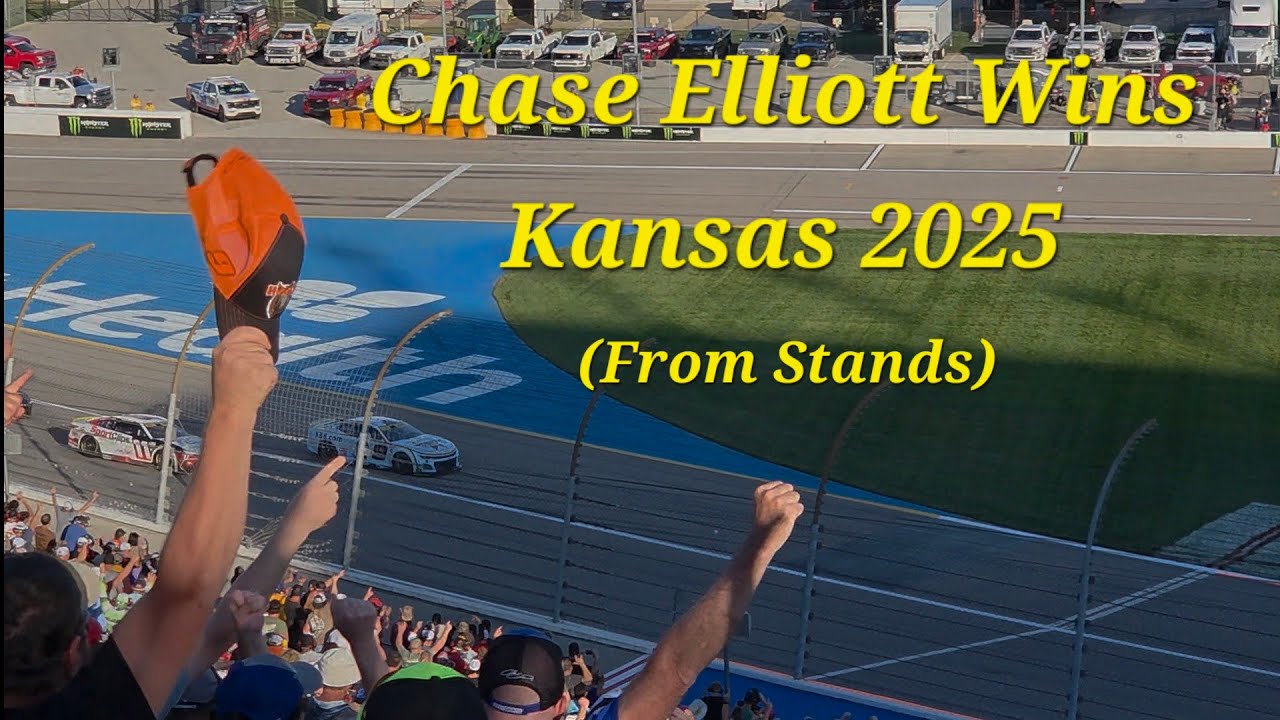 Chase Elliott wins Kansas 2025. (From stands)