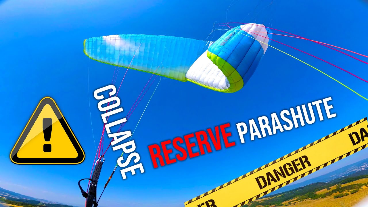 PARAGLIDING landing, massive collapse and RESERVE parachute 4K