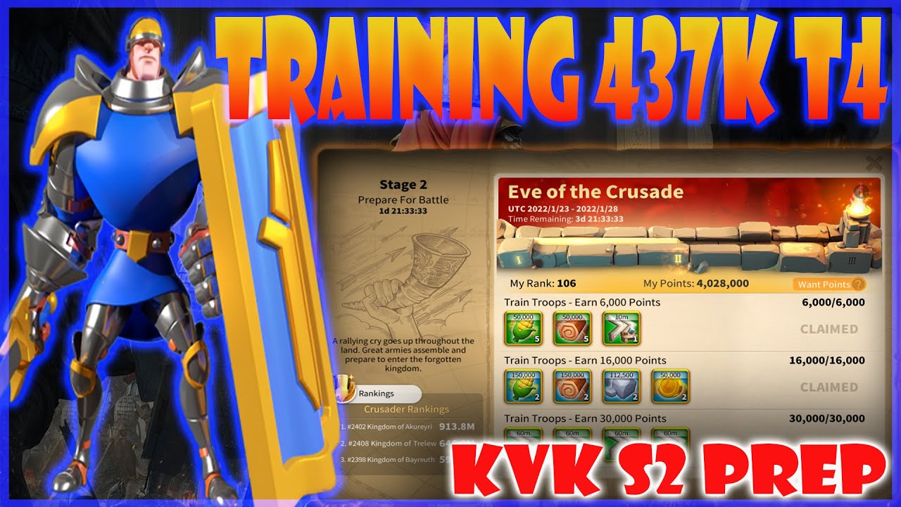 Eve of the Crusade Stage 2 Обучение 437 000 солдат T4 в Rise of Kingdoms