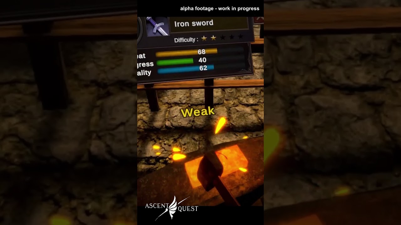 Ascent Quest VR #MMORPG - Blacksmithing mini-game #virtualreality #rpg